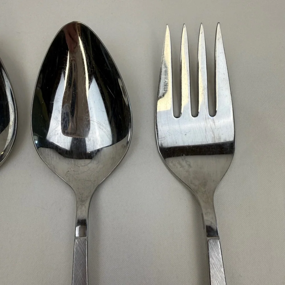 Oneidacraft Deluxe Stainless Lasting Rose Flatware Serving Set 4pc Rose Pattern